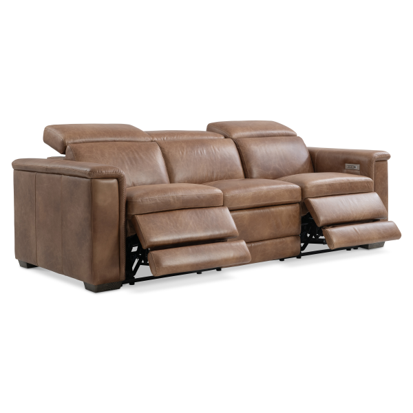 9567rho Bernhardt Lioni Leather Power Motion Sofa In Brown 2