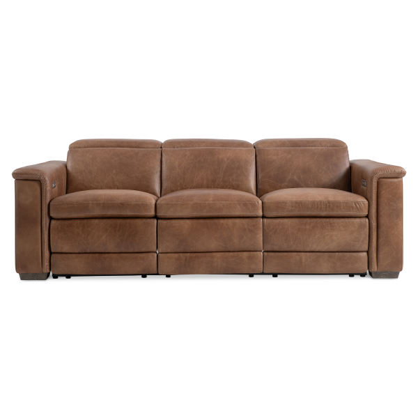 9567rho Bernhardt Lioni Leather Power Motion Sofa In Brown 5