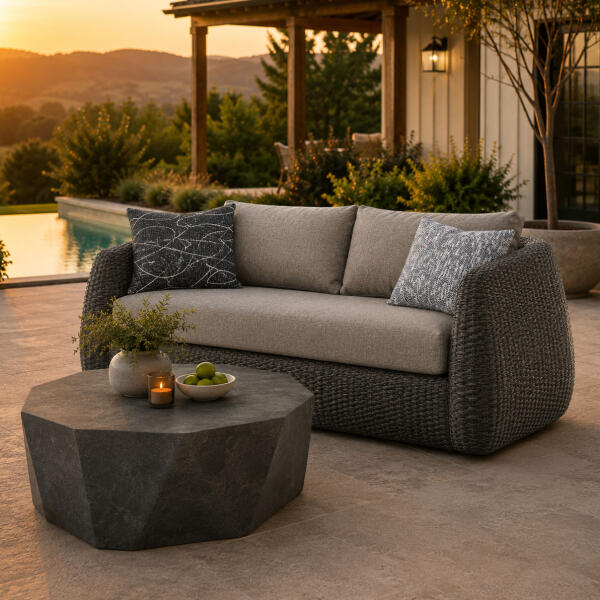 O4477C Bernhardt Sarene Outdoor Sofa, Grey