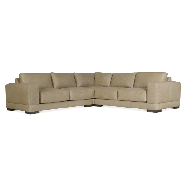 K2090 Bernhardt Lars Leather 3 Piece Sectional In Brown 4