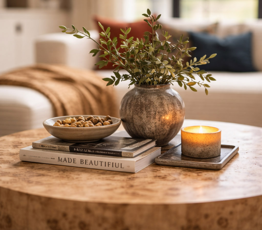 Burl wood coffee table