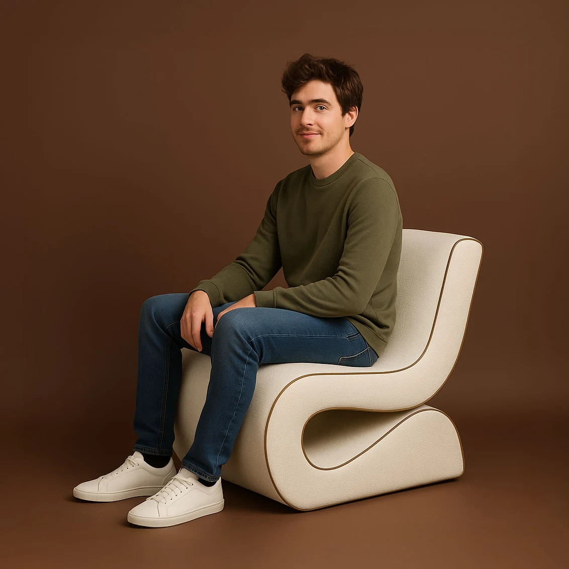 TOV Senna Cream Basketweave Accent Chair