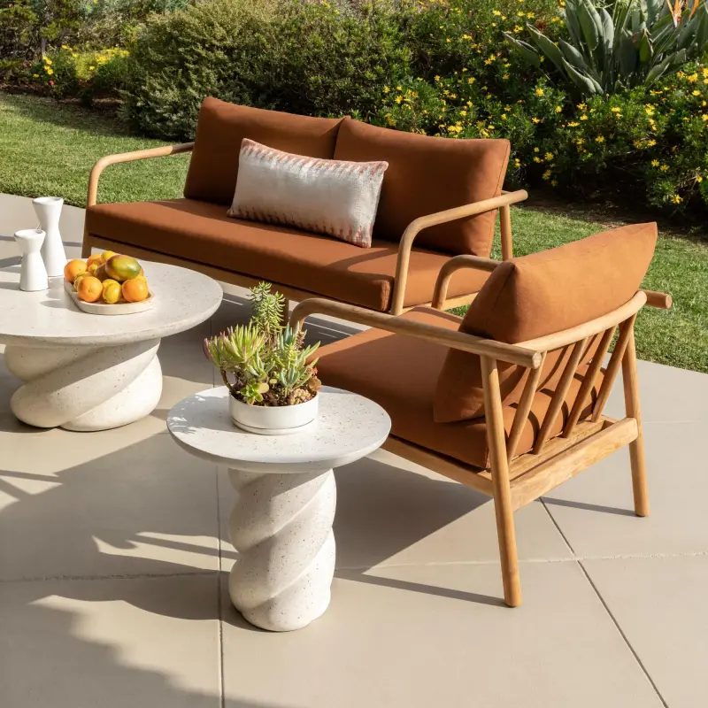 DOV6877-TRIV Sarek Outdoor Handwoven PET Yarn Pillow in Terracotta