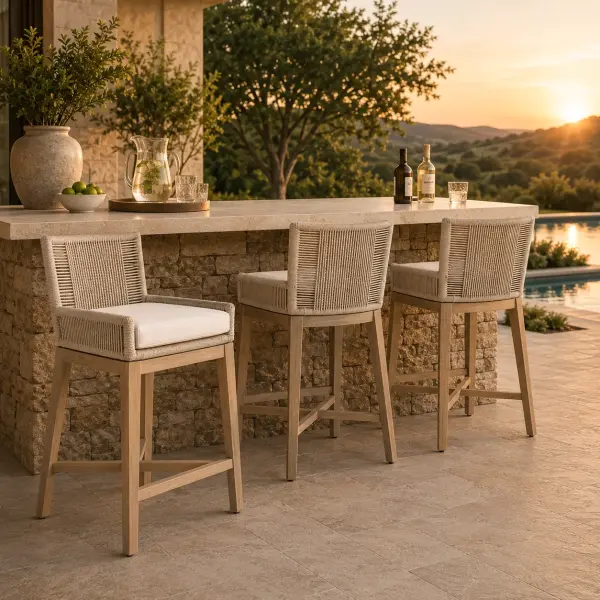 6859CS.OYS/WHT/W-ET Overlay Outdoor Counter Stool by Essentials For Living in Performance White Speckle