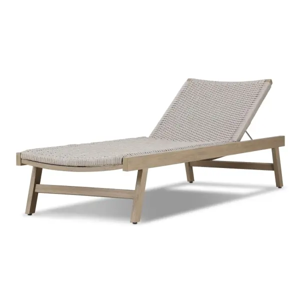 226919-001 Four Hands Delano Outdoor Chaise Lounge in Washed Brown FSC Wood