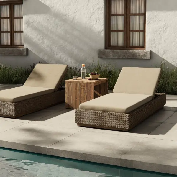243356-001 Four Hands Lorelei Outdoor Chaise in Alessi Buff
