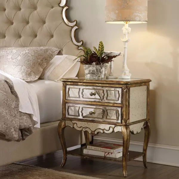 3016-90015 Sanctuary Mirrored Leg Nightstand-Bling