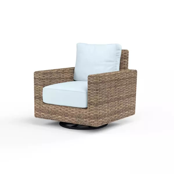 SW1701-21SR-14091 Havana Swivel Club Rocker in Canvas Skyline with Self Welt