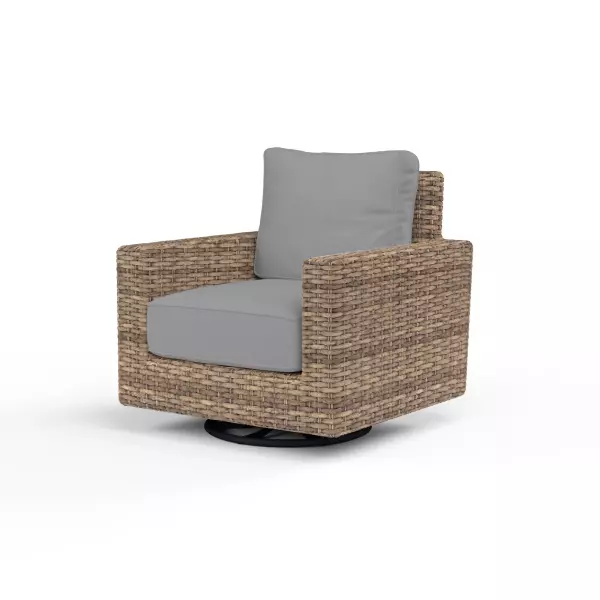 SW1701-21SR-5402 Havana Swivel Club Rocker in Canvas Granite with Self Welt