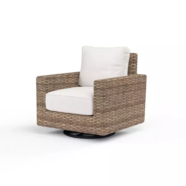 SW1701-21SR-FX-STKIT Havana Swivel Club Rocker In Canvas Flax with Self Welt