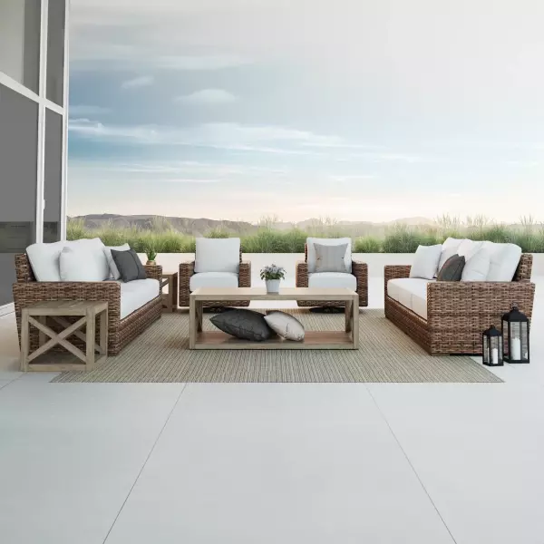 SW1701-23-FLAX-STKIT Havana Sofa In Canvas Flax with Self Welt