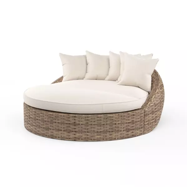 SW1701-99OT-FX-STKIT Havana Round Daybed In Canvas Flax with Self Welt