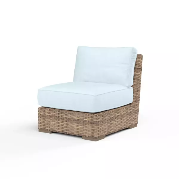 SW1701-AC-14091 Havana Armless Club in Canvas Skyline with Self Welt