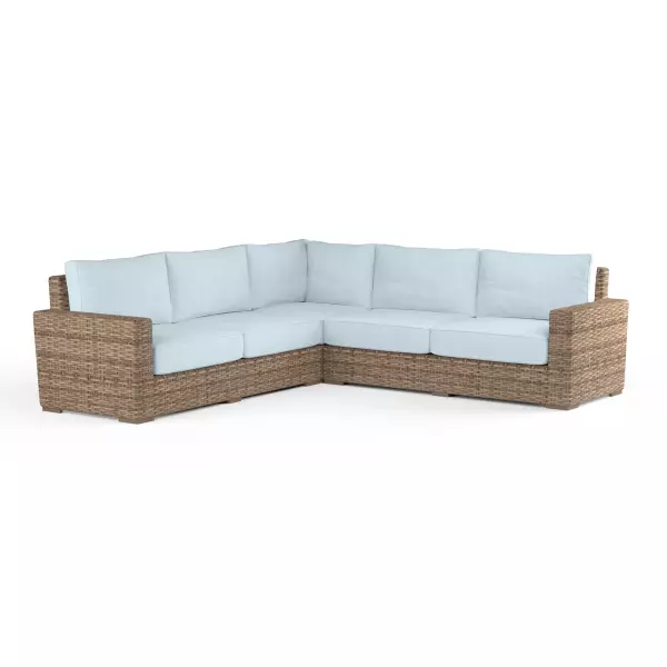 SW1701-SEC-14091 Havana Sectional in Canvas Skyline with Self Welt