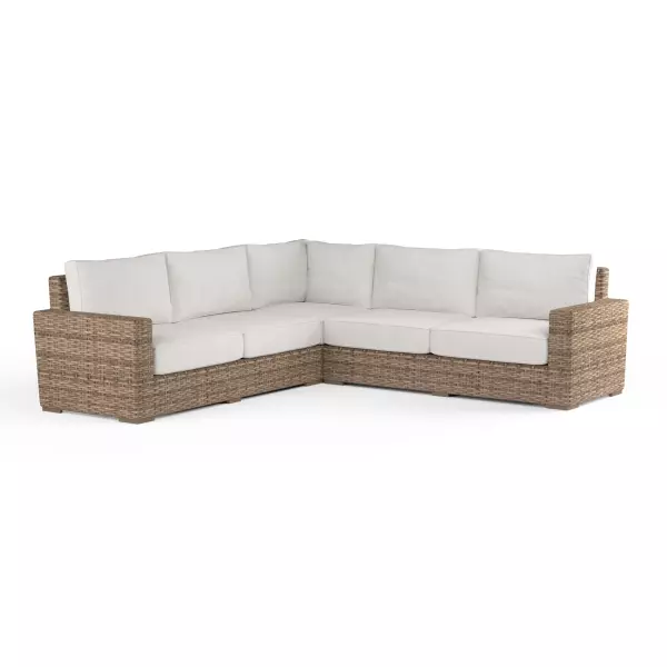 SW1701-SEC-FLX-STKIT Havana Sectional In Canvas Flax with Self Welt