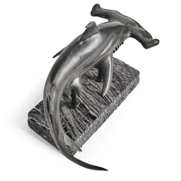 496216 Drb Arc Hammerhead Shark Bronze Statue With Marble Base In 19