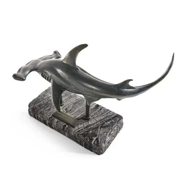 496216 Drb Arc Hammerhead Shark Bronze Statue With Marble Base In 2