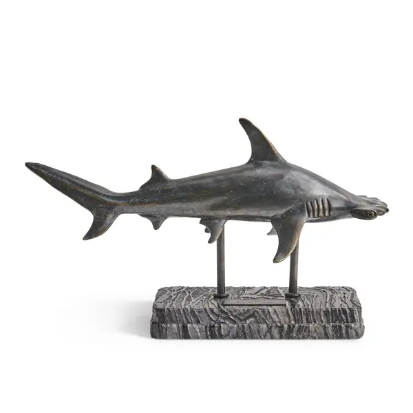 496217 Drb Glide Hammerhead Shark Bronze Statue With Marble Base In 2