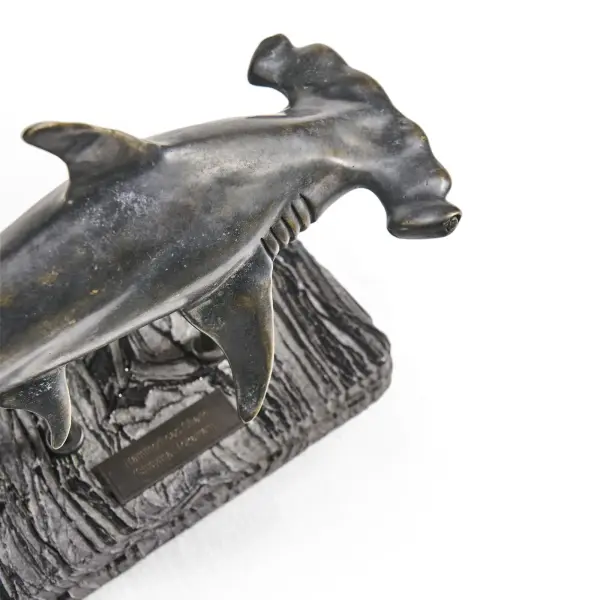 496217 Drb Glide Hammerhead Shark Bronze Statue With Marble Base In 6