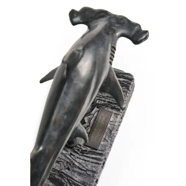 496217 Drb Glide Hammerhead Shark Bronze Statue With Marble Base In 7