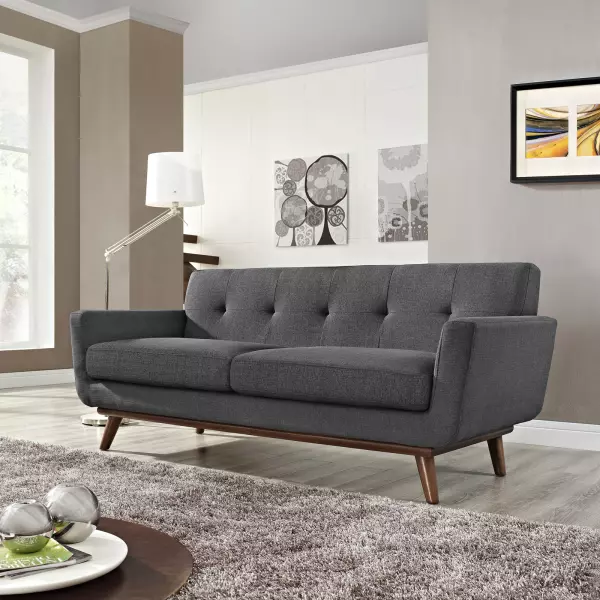 EEI-1179-DOR Engage Upholstered Fabric Loveseat Gray