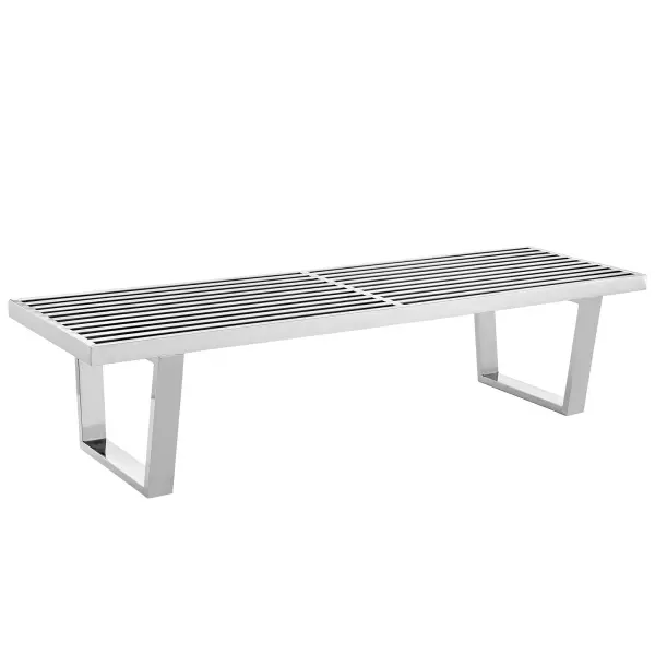EEI-246-SLV Sauna 5' Stainless Steel Bench Silver
