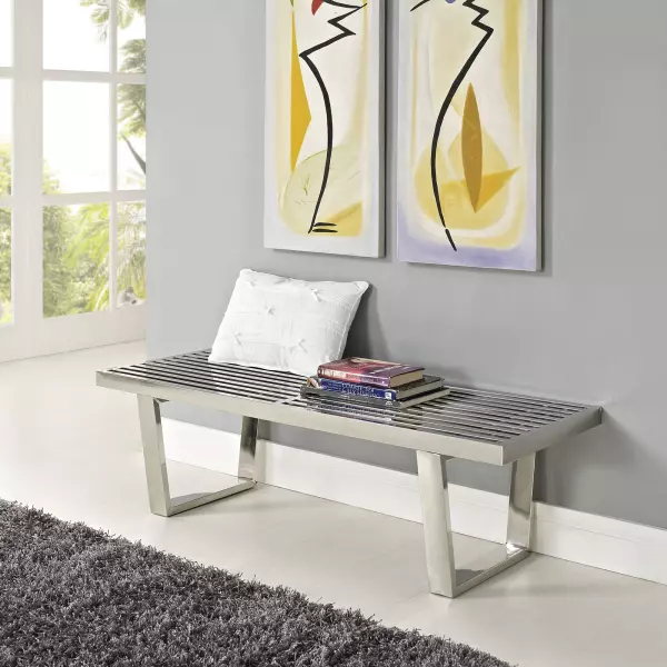 EEI-247-SLV Sauna 4' Stainless Steel Bench Silver