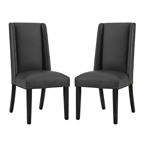 EEI-2747-BLK-SET Baron Dining Chair Vinyl Set of 2 Black