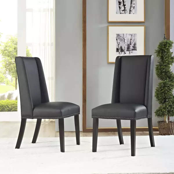 EEI-2747-BLK-SET Baron Dining Chair Vinyl Set of 2 Black