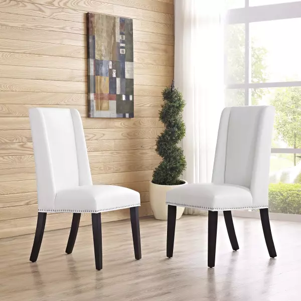 EEI-2747-WHI-SET Baron Dining Chair Vinyl (Set of 2) White