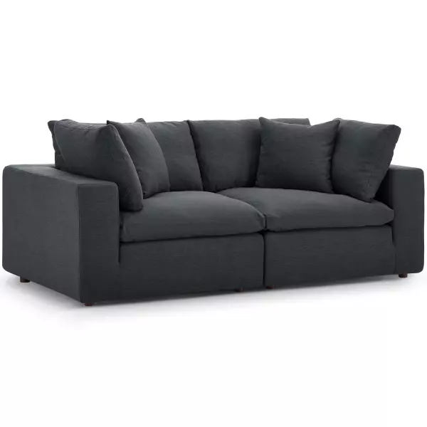 EEI-3354-GRY Modway Commix Down Filled Overstuffed 2 Piece Sectional Sofa in Gray