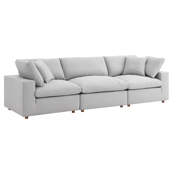 EEI-3355-LGR Modway Commix Down Filled Overstuffed 3-Piece Sectional Sofa in Light Gray
