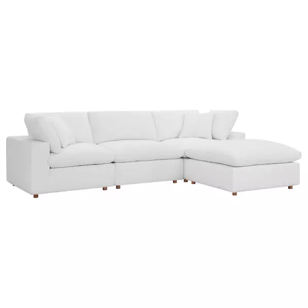 EEI-3356-PUW Modway Modway Commix Down Filled Overstuffed 4-Piece Sectional Sofa in White