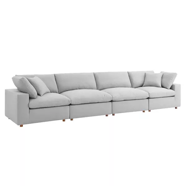 EEI-3357-LGR Modway Commix Down Filled Overstuffed 4 Piece Sectional Sofa in Light Gray