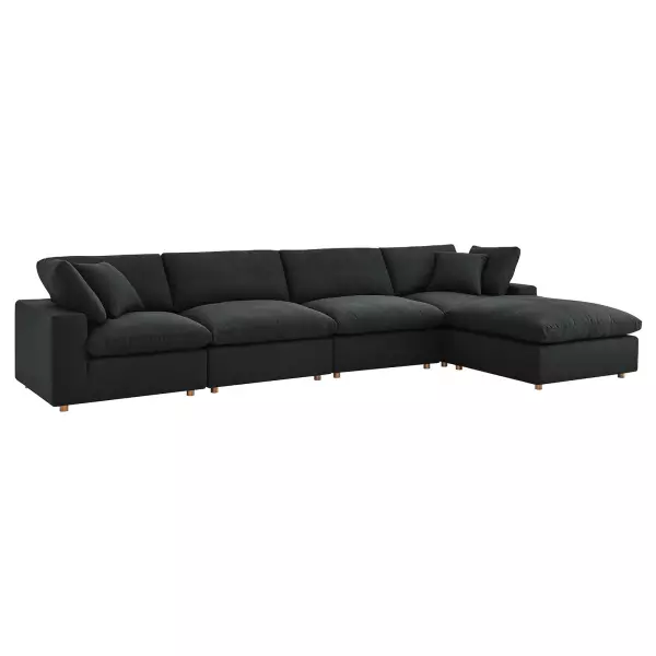 EEI-3358-BLK Modway Commix Down Filled Overstuffed 5 Piece Sectional Sofa Set