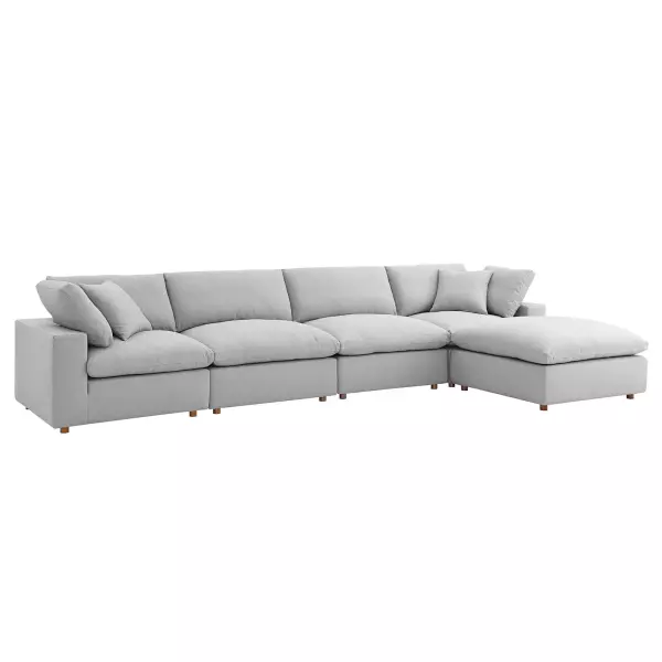 EEI-3358-LGR Modway Commix Down Filled Overstuffed 5 Piece Sectional Sofa in Light Gray