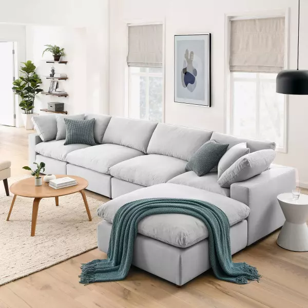 EEI-3358-LGR Modway Commix Down Filled Overstuffed 5 Piece Sectional Sofa in Light Gray