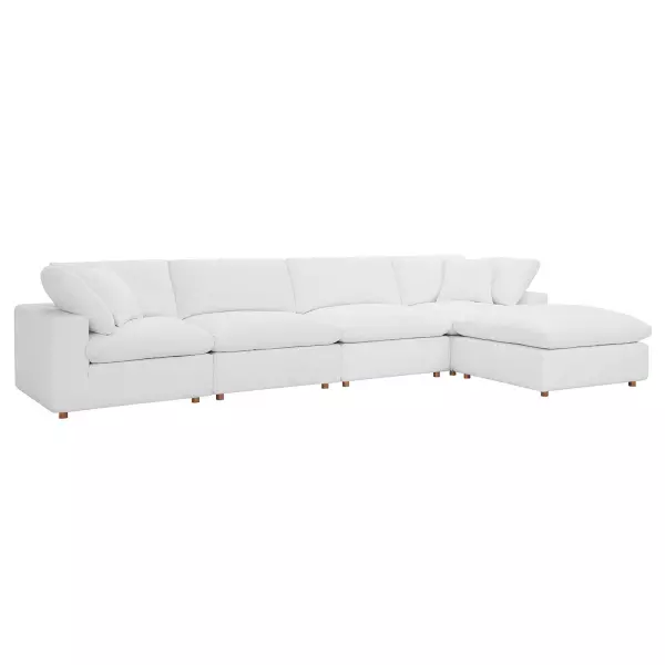 EEI-3358-PUW Modway Modway Commix Down Filled Overstuffed 5-Piece Sectional Sofa in White