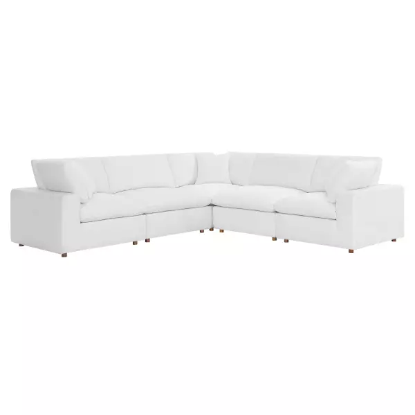 EEI-3359-PUW Modway Commix Down Filled Overstuffed 5-Piece Sectional Sofa in White