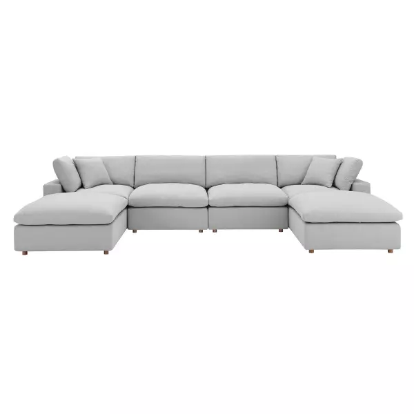 EEI-3362-LGR Modway Commix Down Filled Overstuffed 6-Piece Sectional Sofa in Light Gray