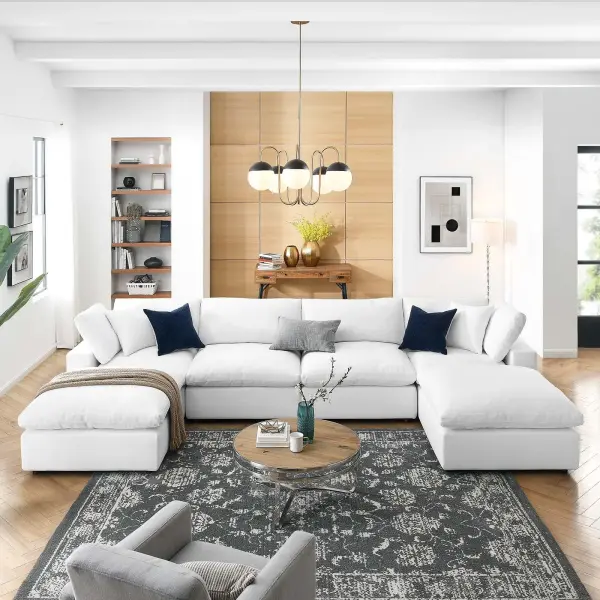 EEI-3362-PUW Modway Modway Commix Down Filled Overstuffed 6-Piece Sectional Sofa in White