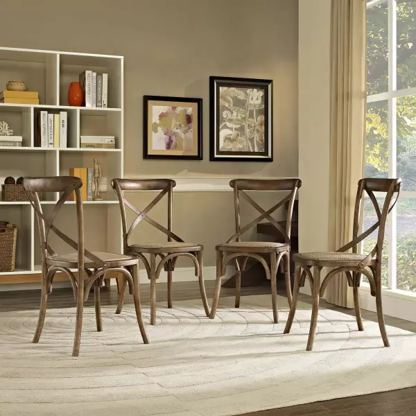 EEI-3482-WAL Gear Dining Side Chair (Set of 4) Walnut