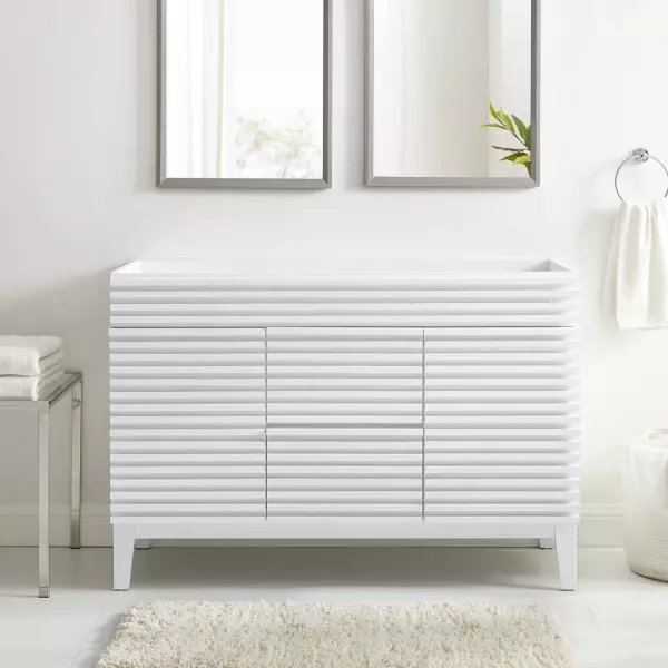 EEI-4342-WHI Render 48" Double Bathroom Vanity Cabinet