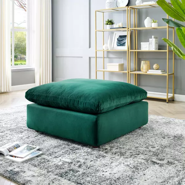 EEI-4365-GRN Modway Commix Down Filled Overstuffed Performance Velvet Ottoman Green