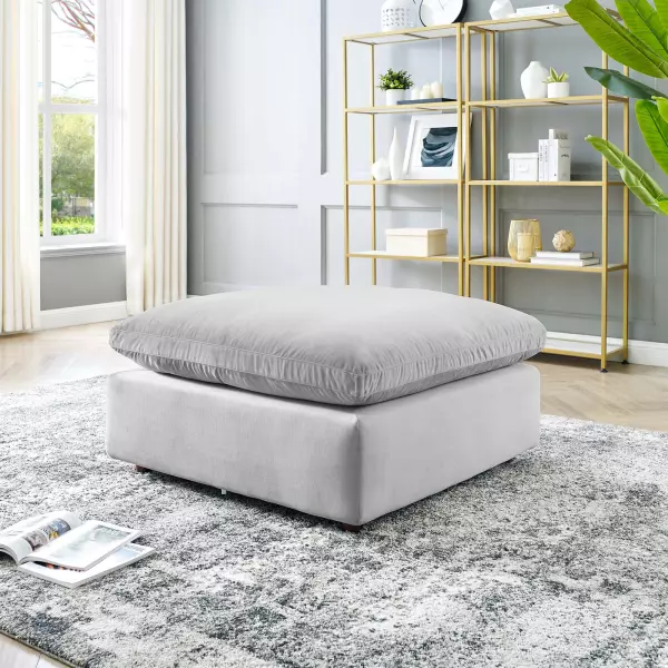 EEI-4365-LGR Modway Commix Down Filled Overstuffed Performance Velvet Ottoman in Light Gray