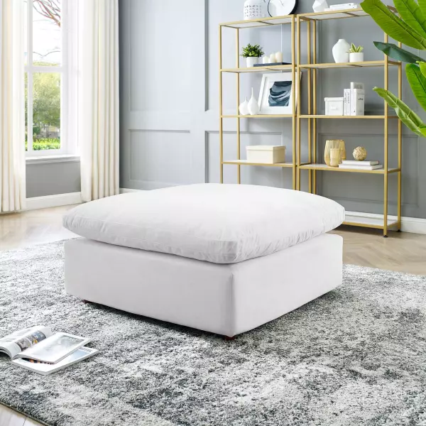 EEI-4365-WHI Modway Commix Down Filled Overstuffed Performance Velvet Ottoman White