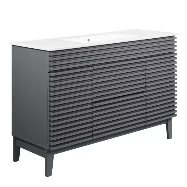 EEI-4439-GRY-WHI Render 48" Single Sink Bathroom Vanity