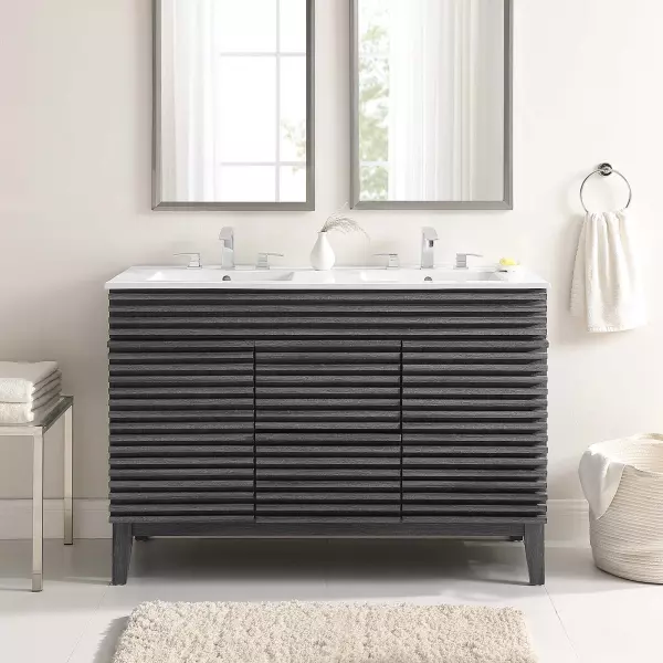 EEI-4441-CHA-WHI Render 48" Double Sink Bathroom Vanity
