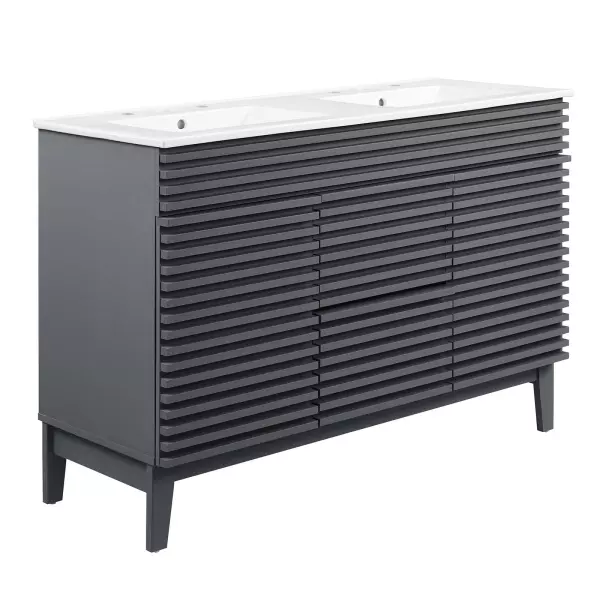 EEI-4441-GRY-WHI Render 48" Double Sink Bathroom Vanity