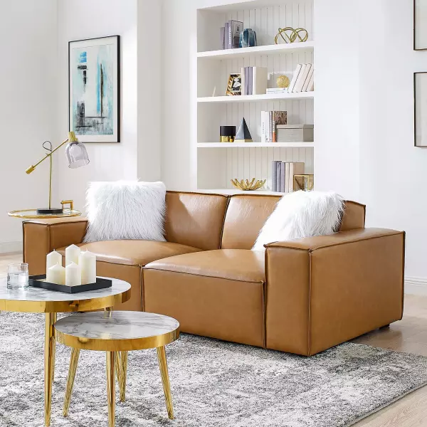 EEI-4707-TAN Restore Vegan Leather Loveseat in Tan